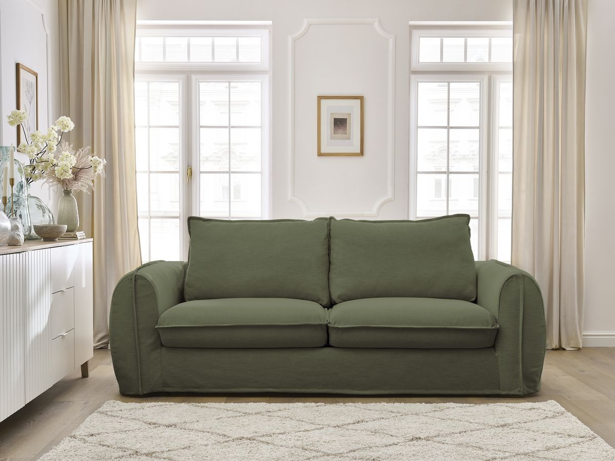 Bobochic Archimede Schlafsofa 3-Sitzer Stoff Grün, Liegefläche 160 × 194 cm