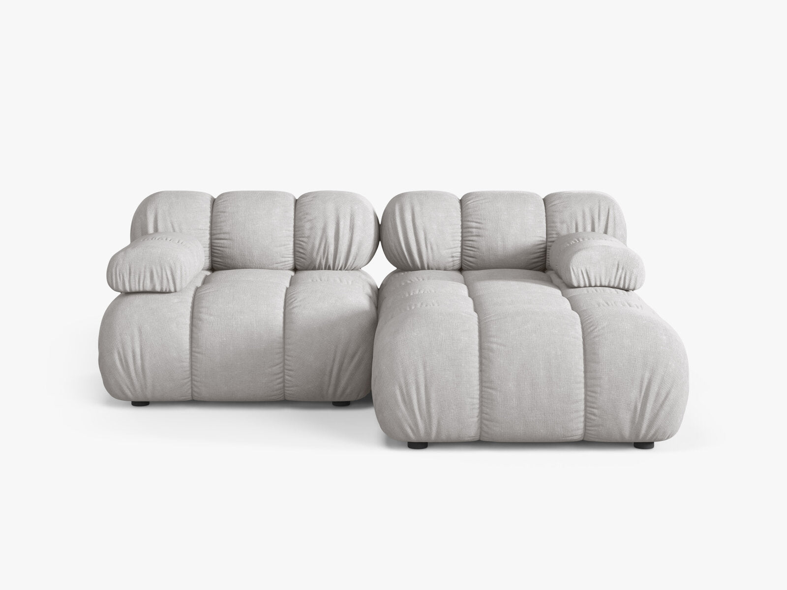 Micadoni Modulares Ecksofa Bellis 3-Sitzer Rechts Strukturierter Stoff Liberty Hellgrau
