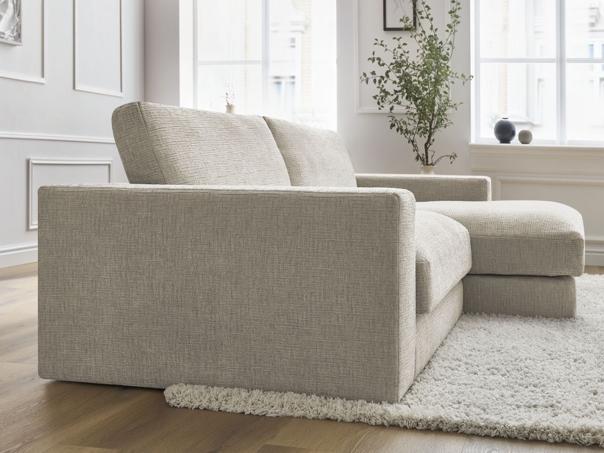 Bobochic Leonard Ecksofa 274 × 159 cm Strukturstoff Beige Ecke rechts