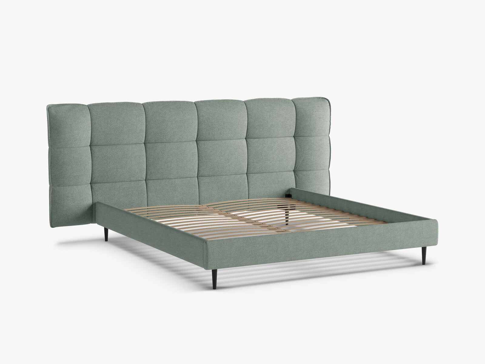 Micadoni Stauraumbett mit Kopfteil Eric with legs Boucle Sicuro Minze 180x200