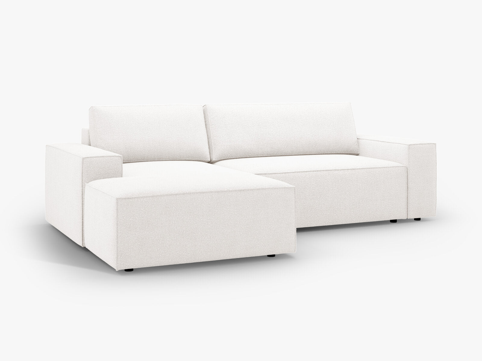 Micadoni Schlaf-Ecksofa Jodie 3-Sitzer Links Boucle Weiß