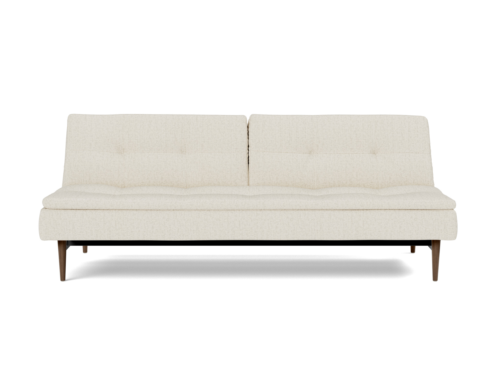Schlafsofa Dublexo Boucle Skandi 531-Off-White Beine Styletto Eiche dunkel