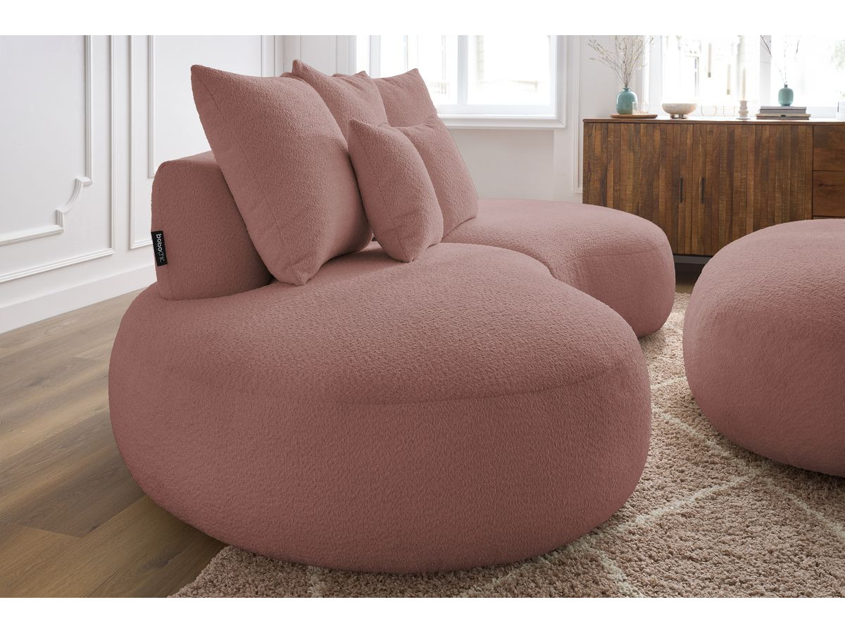 Bobochic Saint-germain Sofa 5-Sitzer mit Pouf Bouclé-Stoff Rosa