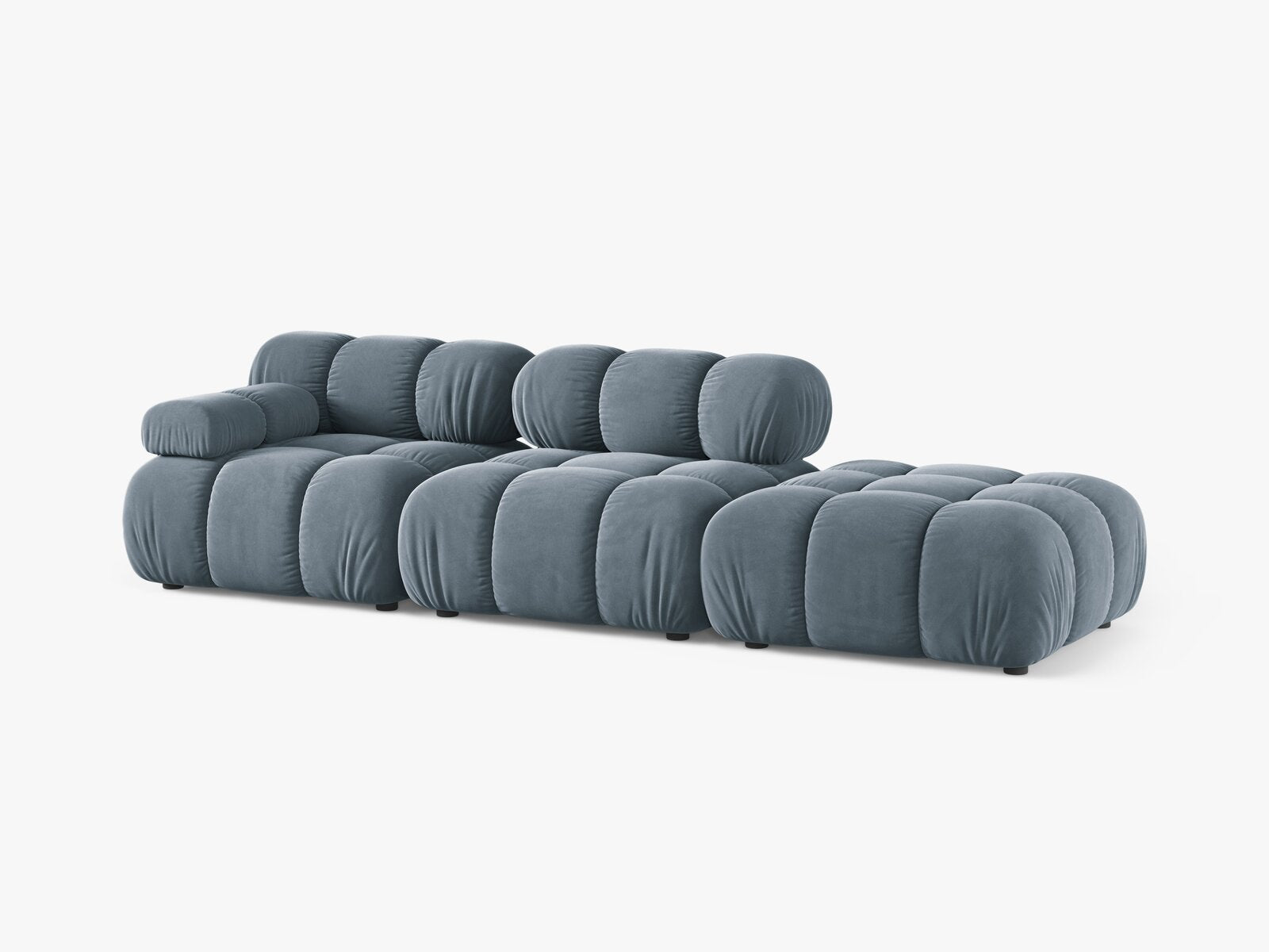 Micadoni Modulares Sofa Bellis 4-Sitzer Rechts Samt Bluvel Hellblau