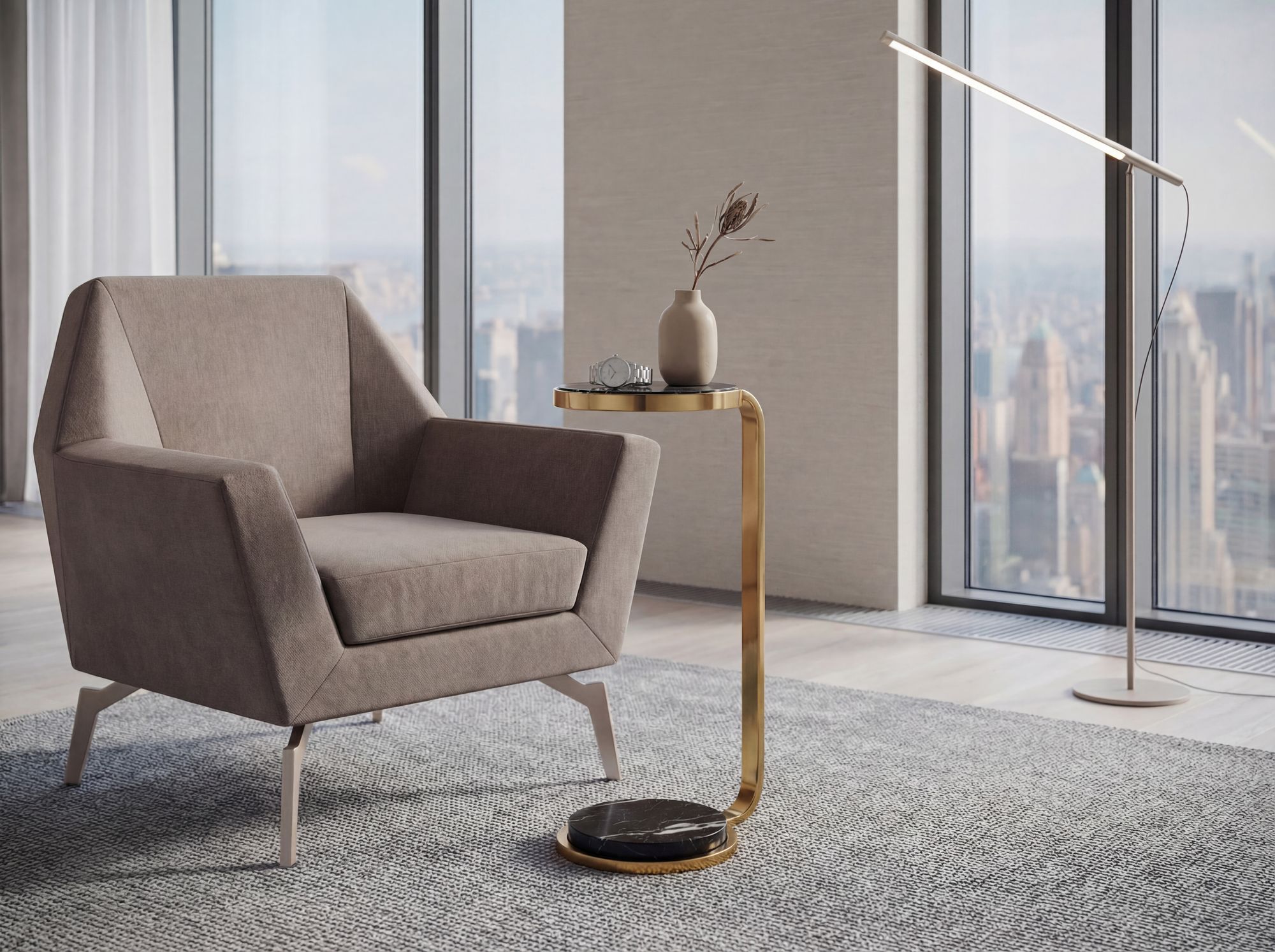 Beistelltisch Salangen Marmor Gold Ø 26 cm