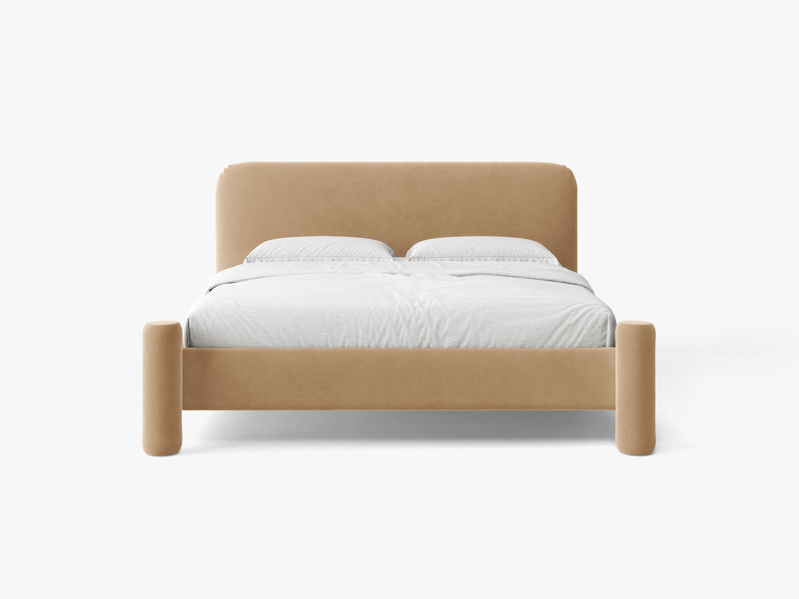 Micadoni Vera Bett mit Kopfteil Samt Casino Mandelbeige 140x200