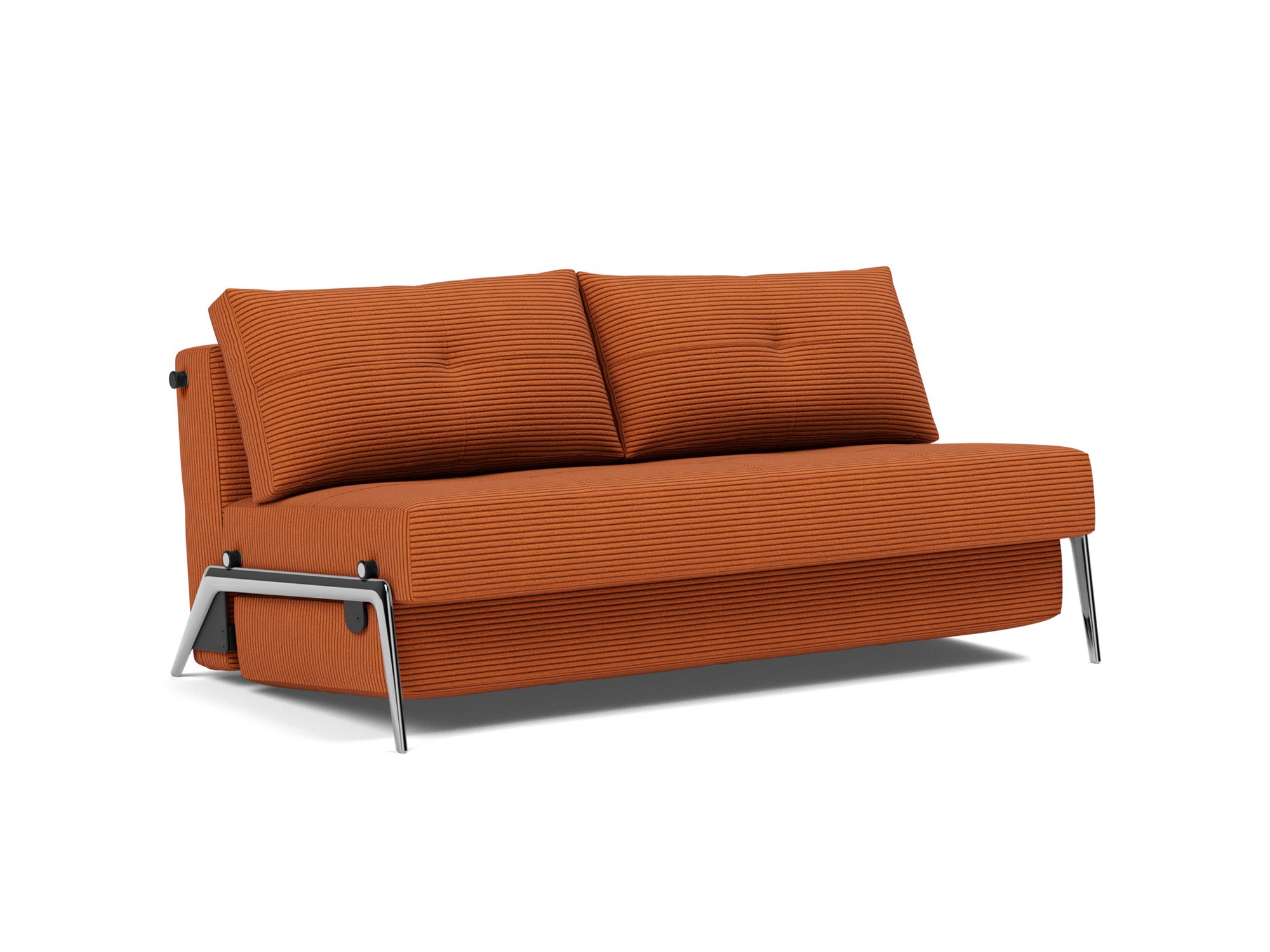 Schlafsofa Cubed 160 Kord Corduroy 595-Burnt-Orange Beine Aluminium