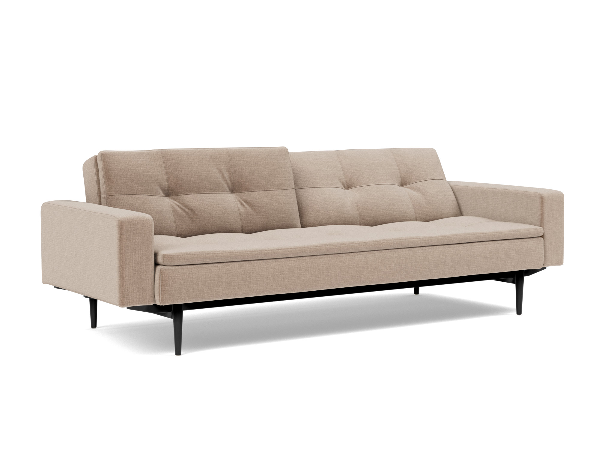 Schlafsofa Dublexo mit Armlehnen Chenille Esina 417-Mocha Beine Styletto Eiche schwarz