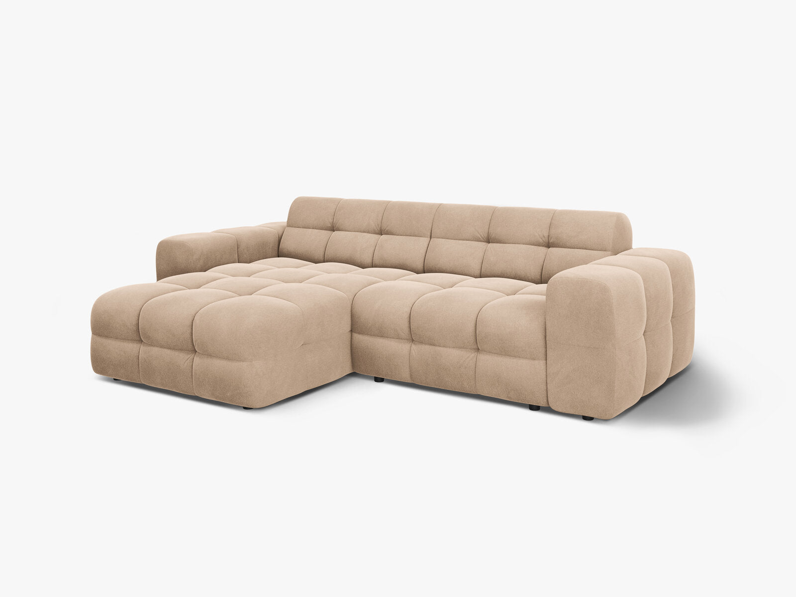 Micadoni Ecksofa Kendal 4-Sitzer Links Samt Mandel Beige