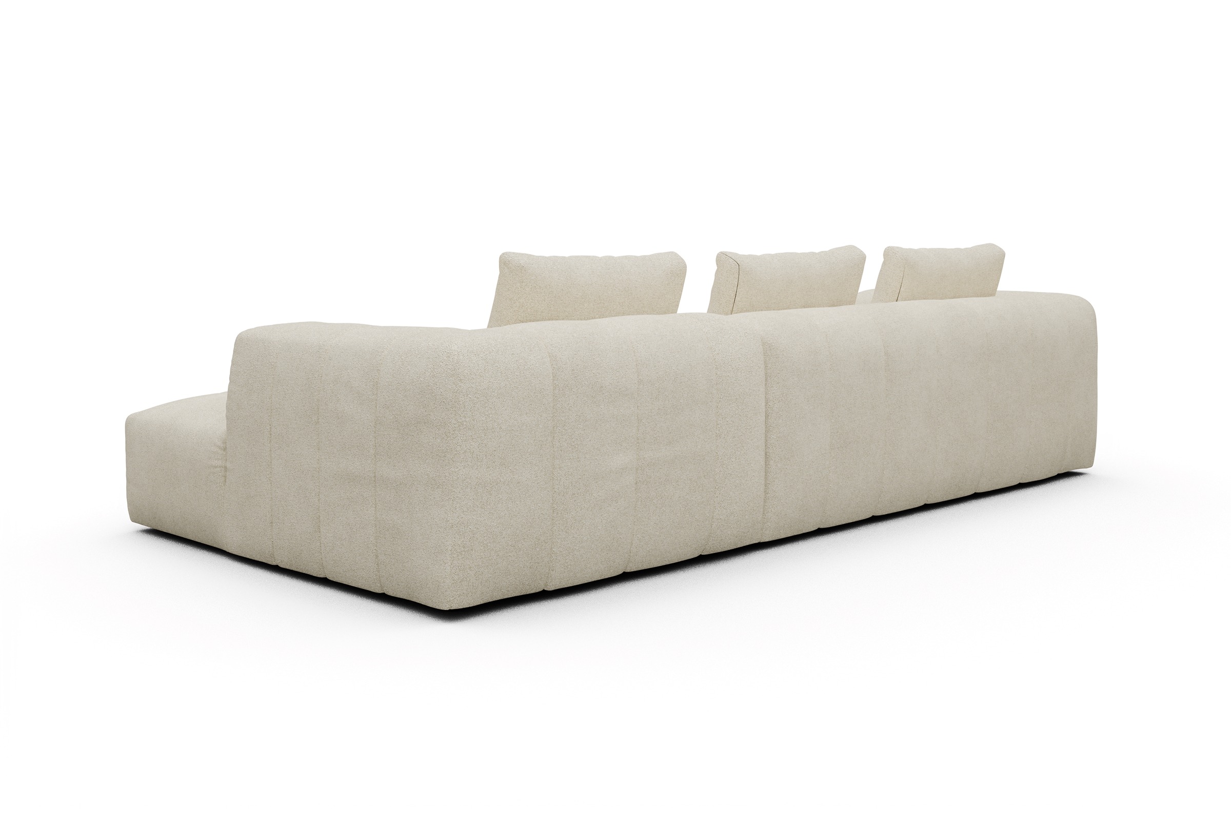 Ecksofa Hugo 2,5-Sitzer Armlehne links mit Chaiselongue Boucle-Off-White