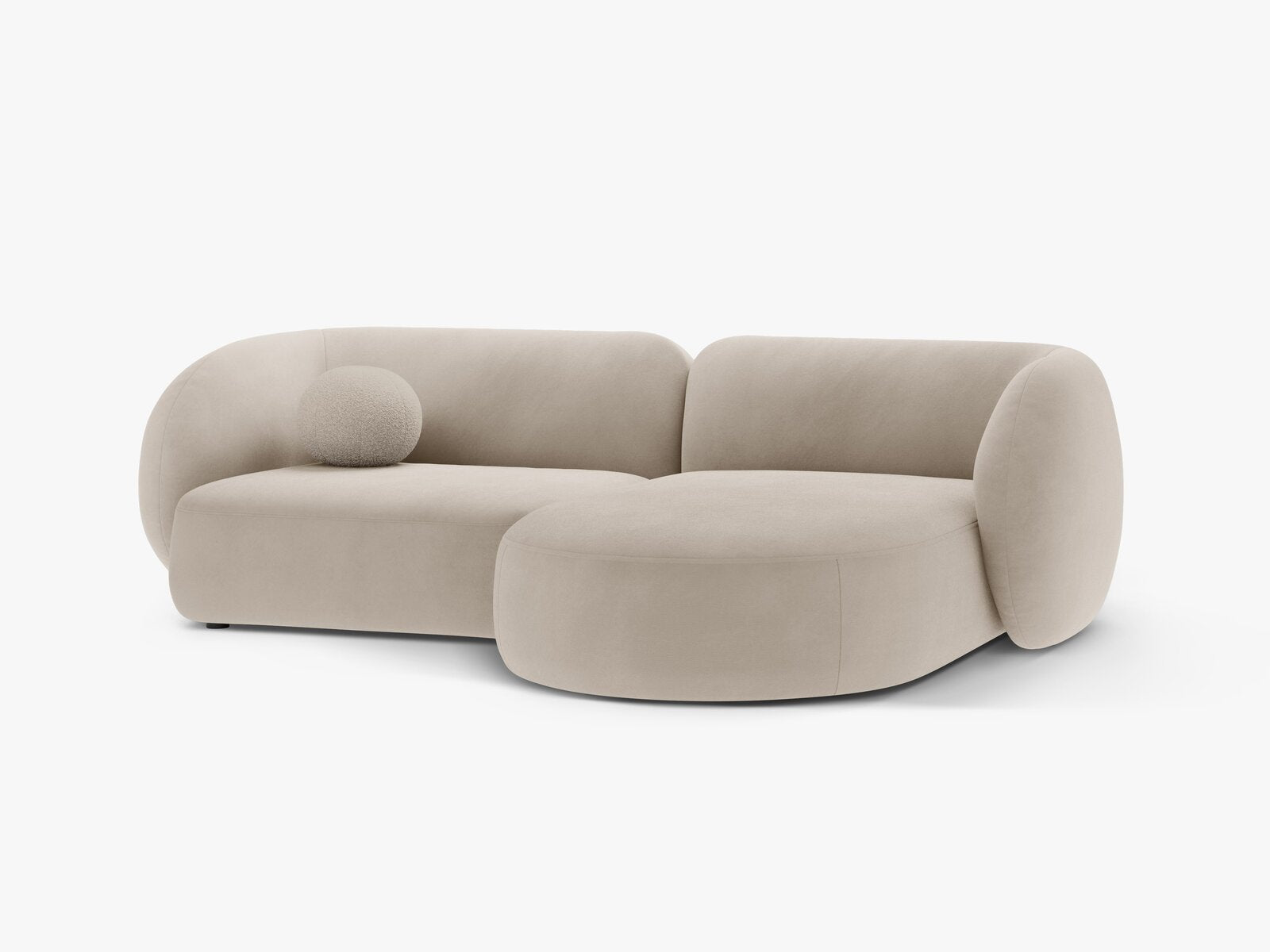 Micadoni Ecksofa Kate 2-Sitzer Rechts Samt Beige