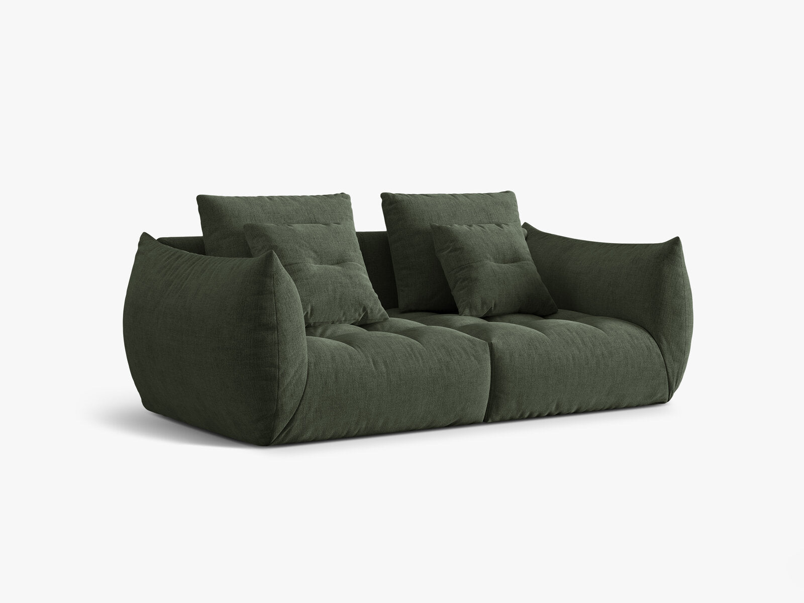 Micadoni Sofa Bloom 3-Sitzer Strukturierter Stoff Wind Moßgrün