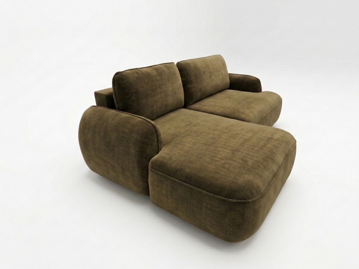 Bobochic Celeste Ecksofa mit Schlaffunktion und Bettkasten Stoff Grün Ecke links