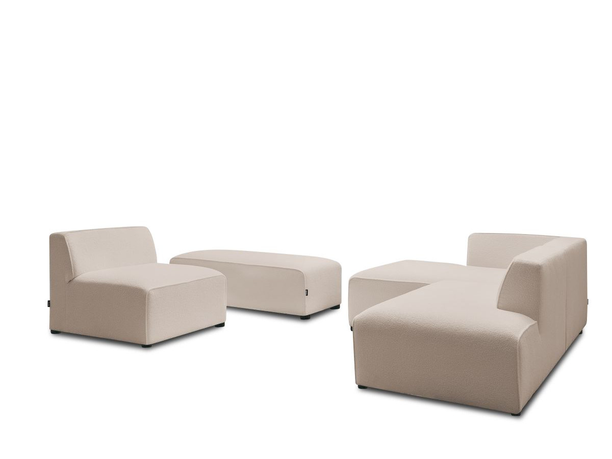 Bobochic Megeve Ecksofa mit Pouf Bouclé-Stoff Beige Ecke links