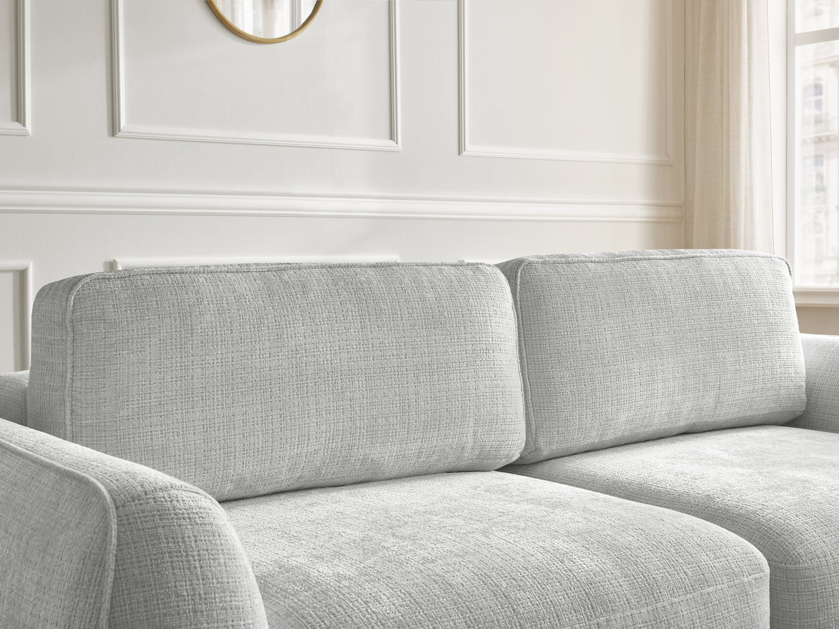 Bobochic Denise Schlafsofa 3-Sitzer mit Bettkasten Strukturstoff Hellgrau