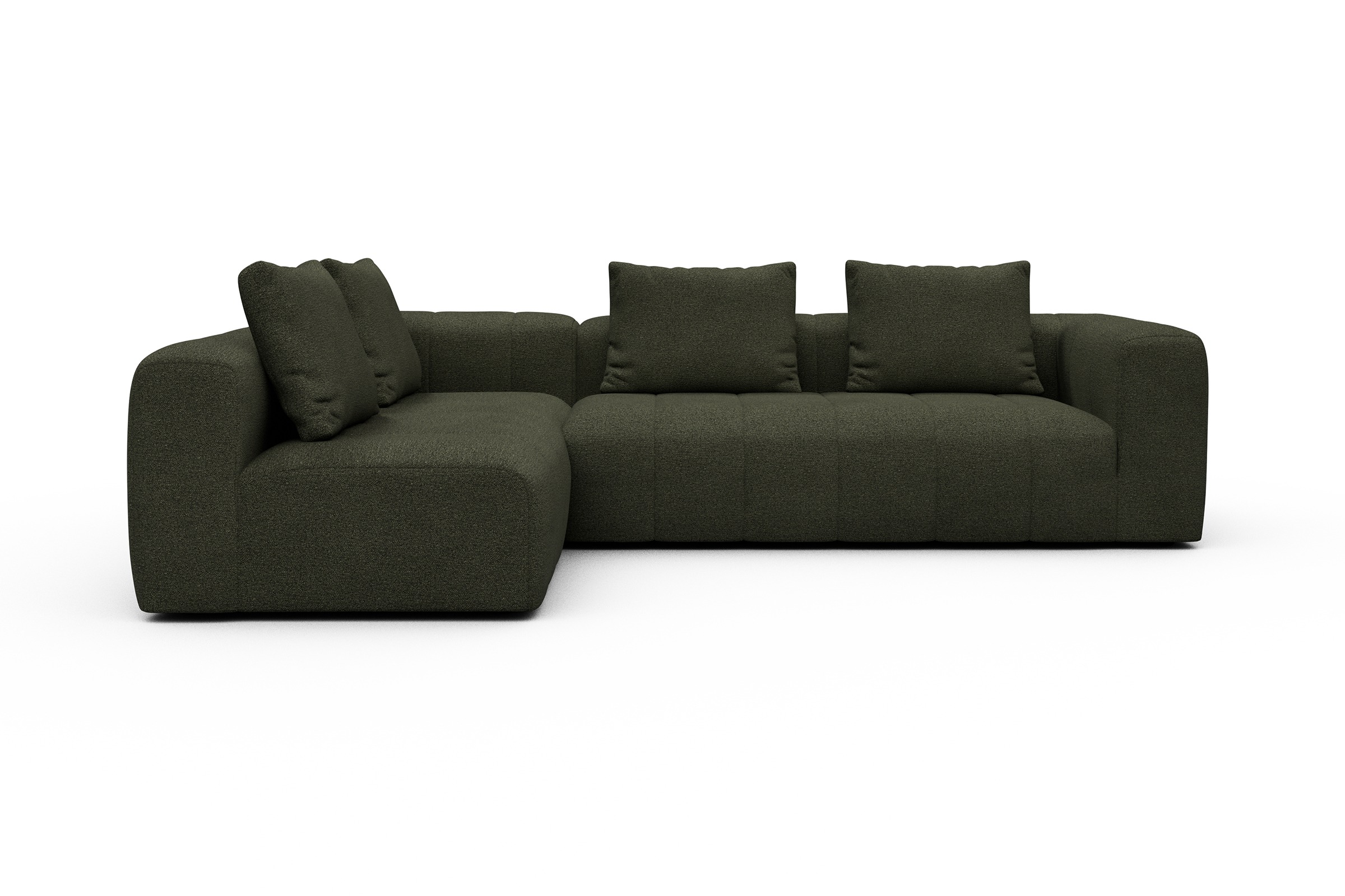 Ecksofa Hugo 2x 2,5-Sitzer Armlehne rechts Boucle-Forest-Green