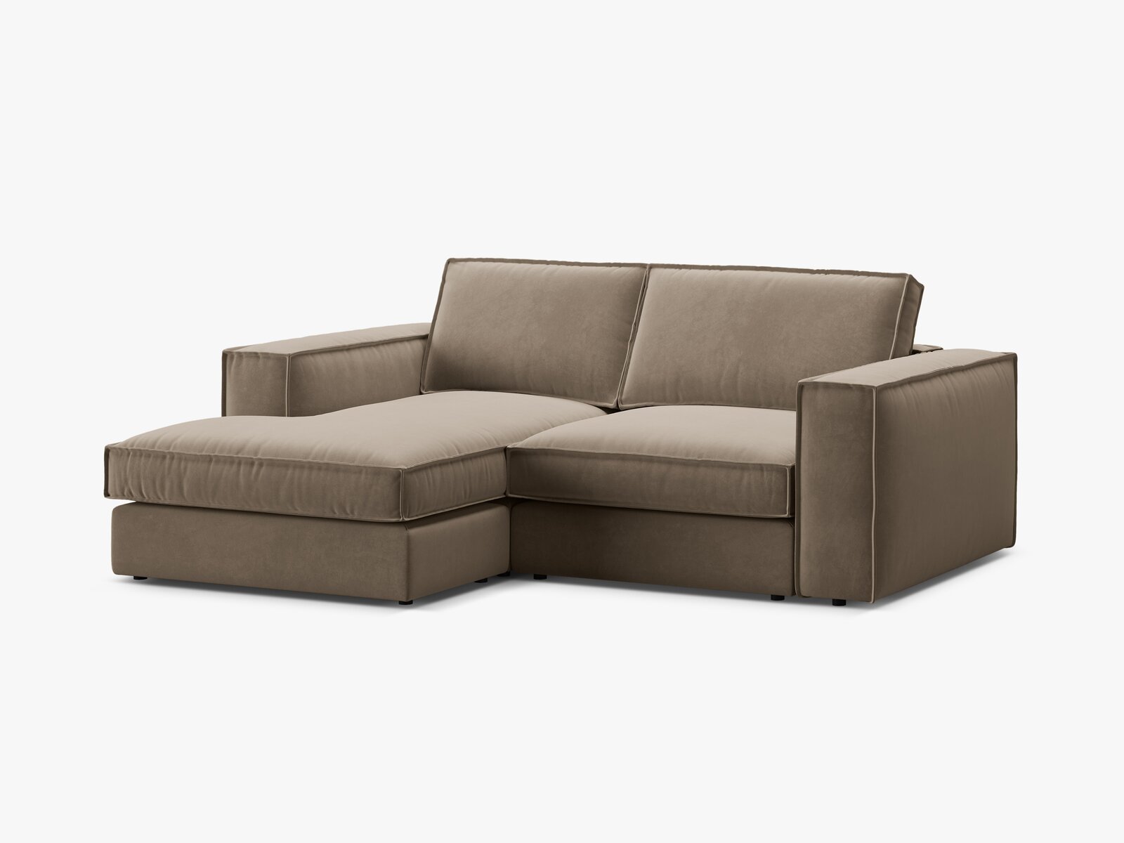 Micadoni modulares Ecksofa Pola 2-Sitzer kleine Version Links Samt Salvador Grau Braun