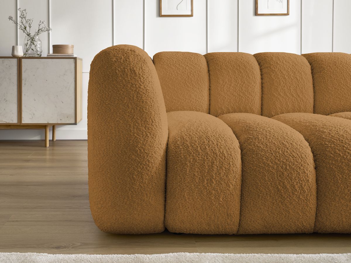 Bobochic Talia Ecksofa Bouclé-Stoff Gelb Ecke rechts