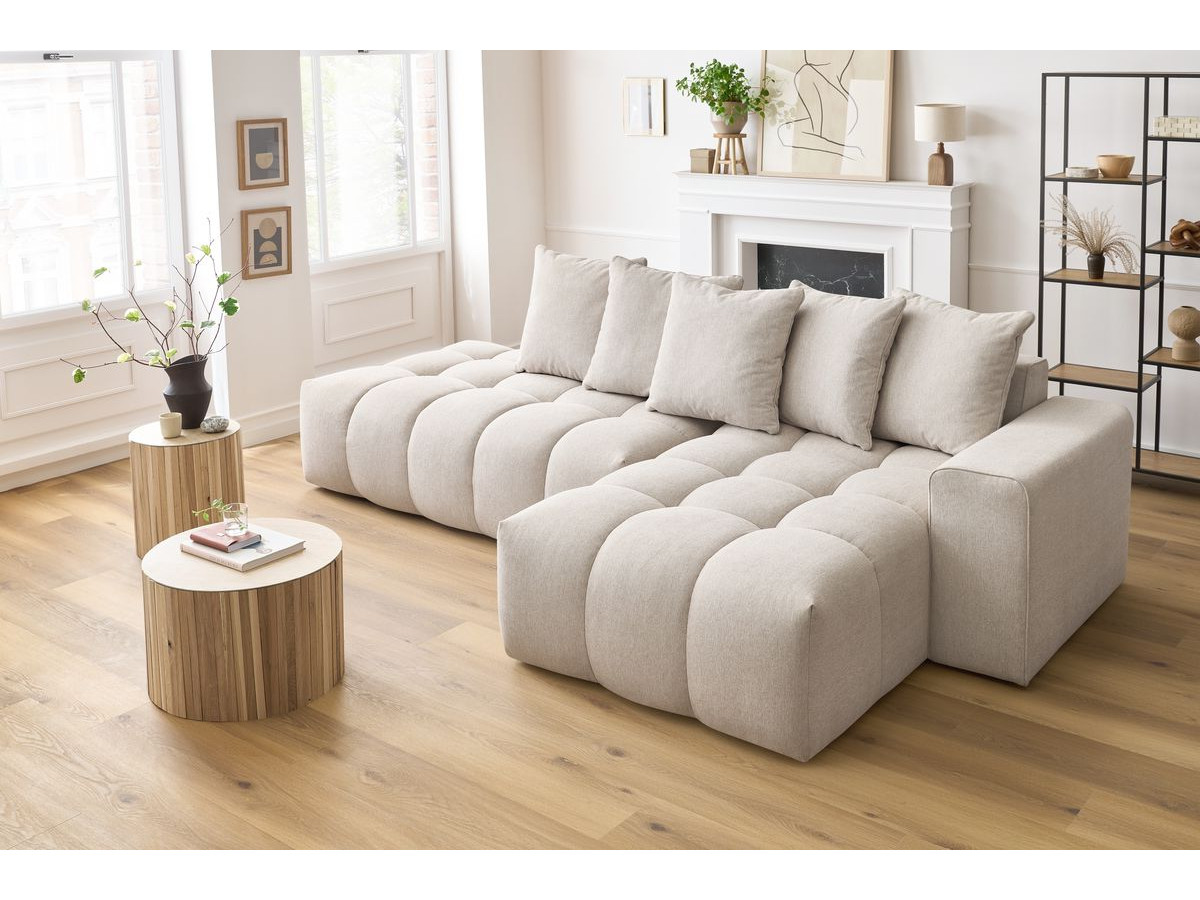Bobochic Mont-blanc Ecksofa Melange-Stoff Beige Ecke rechts