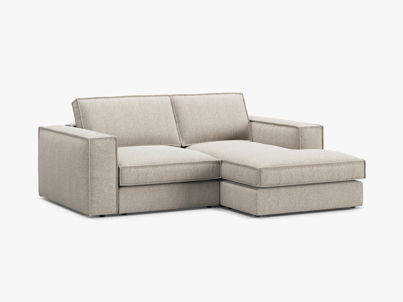 Micadoni modulares Ecksofa Pola 2-Sitzer kleine Version Rechts Strukturierter Stoff Babel Sand