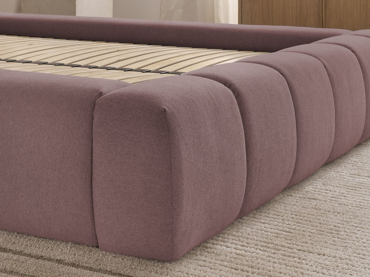 Bobochic Denali Polsterbett mit Bettkasten Stoff Rosa, Liegefläche 140 × 190 cm
