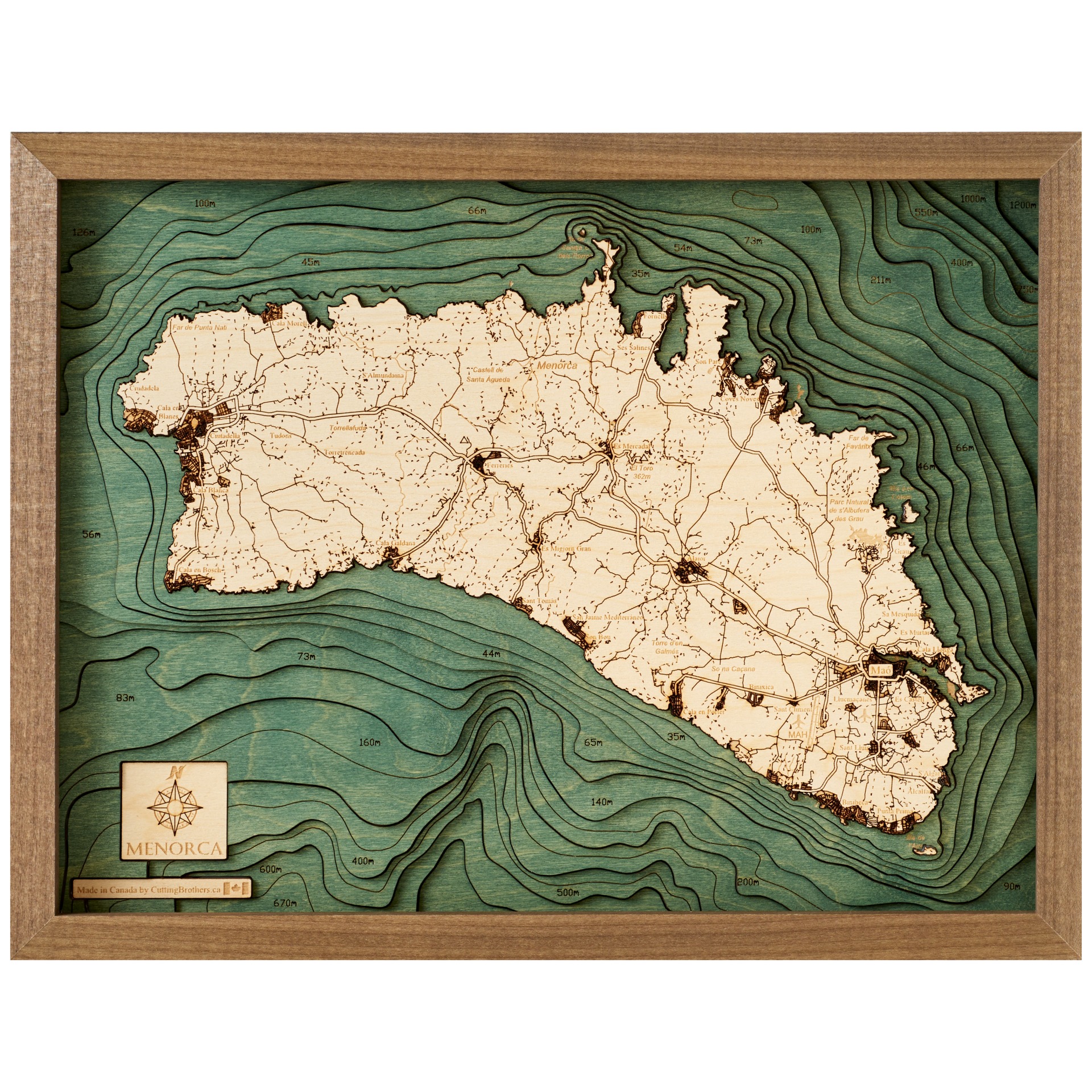 Cutting Brothers 3D Holz-Wandkarte Menorca 40.5 x 30.5 moebelfaktor