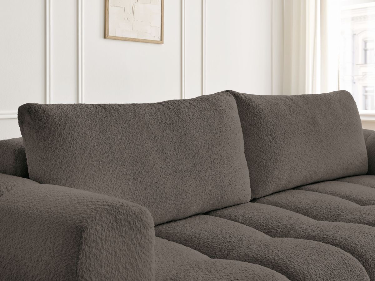 Bobochic Fuji Schlafsofa 3-Sitzer mit Bettkasten Bouclé-Stoff Braun