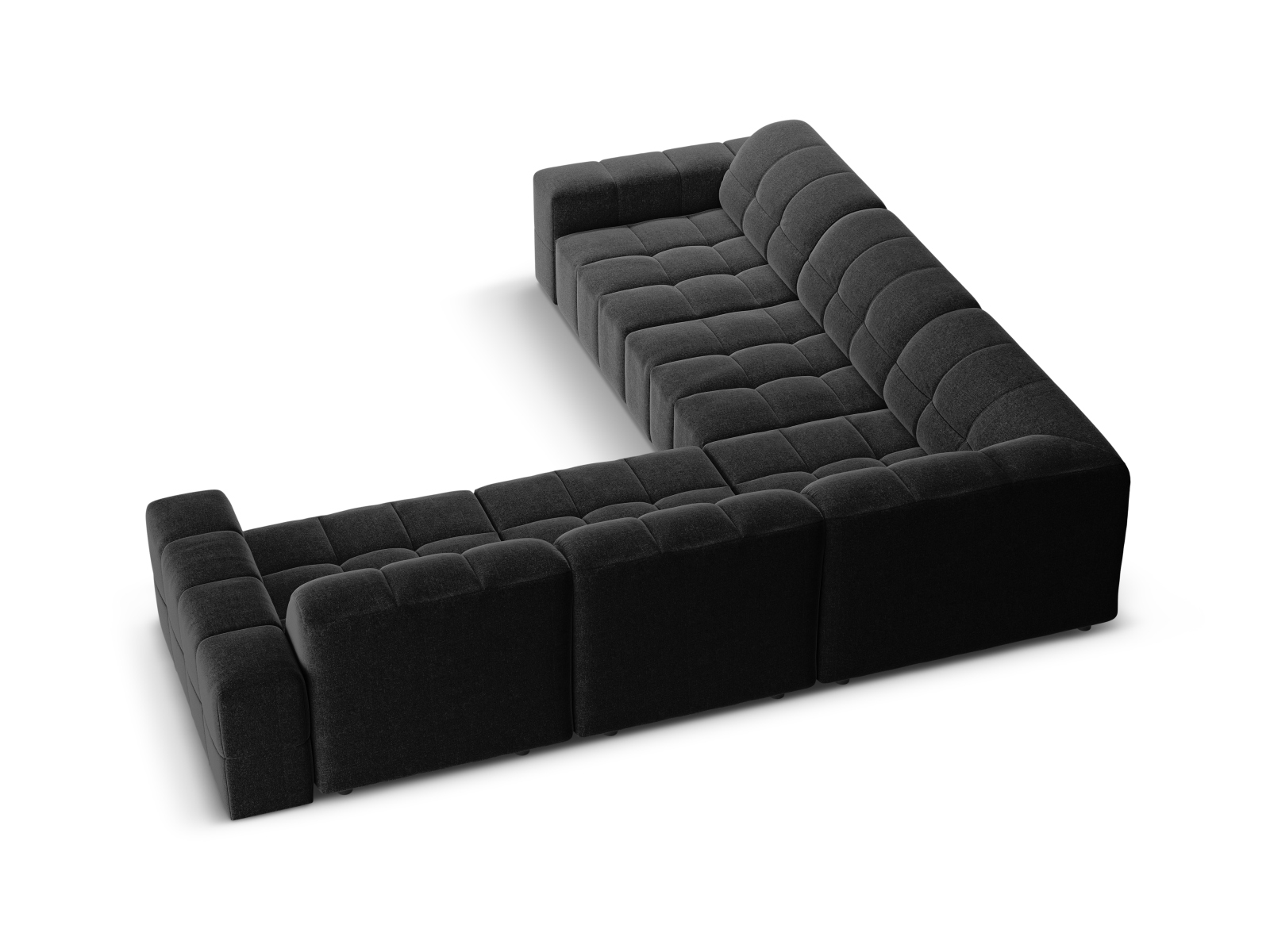 Cosmopolitan Design Symmetrisches Ecksofa Chicago 4-Sitzer Chenille Haga Schwarz