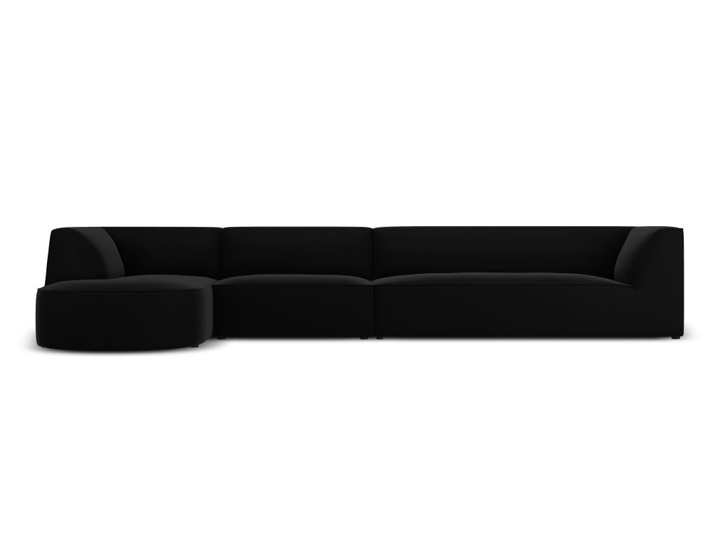 Cosmopolitan Design Ecksofa Siena 5-Sitzer abgerundet Samt Salvador Schwarz Links