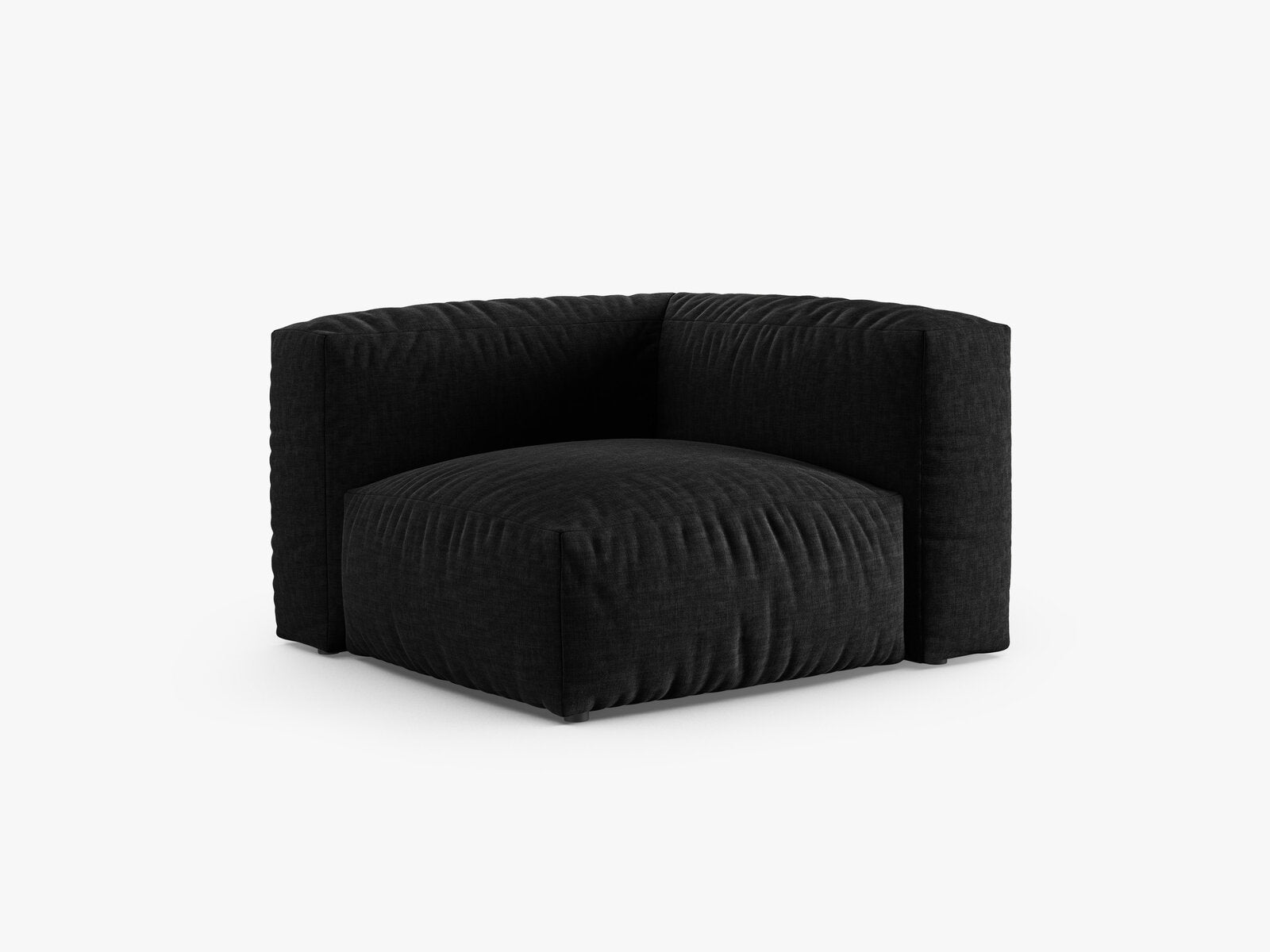 Micadoni symmetrisches Eckmodul Martina 1-Sitzer 90cm Sitztiefe Strukturierter Stoff Boston Schwarz