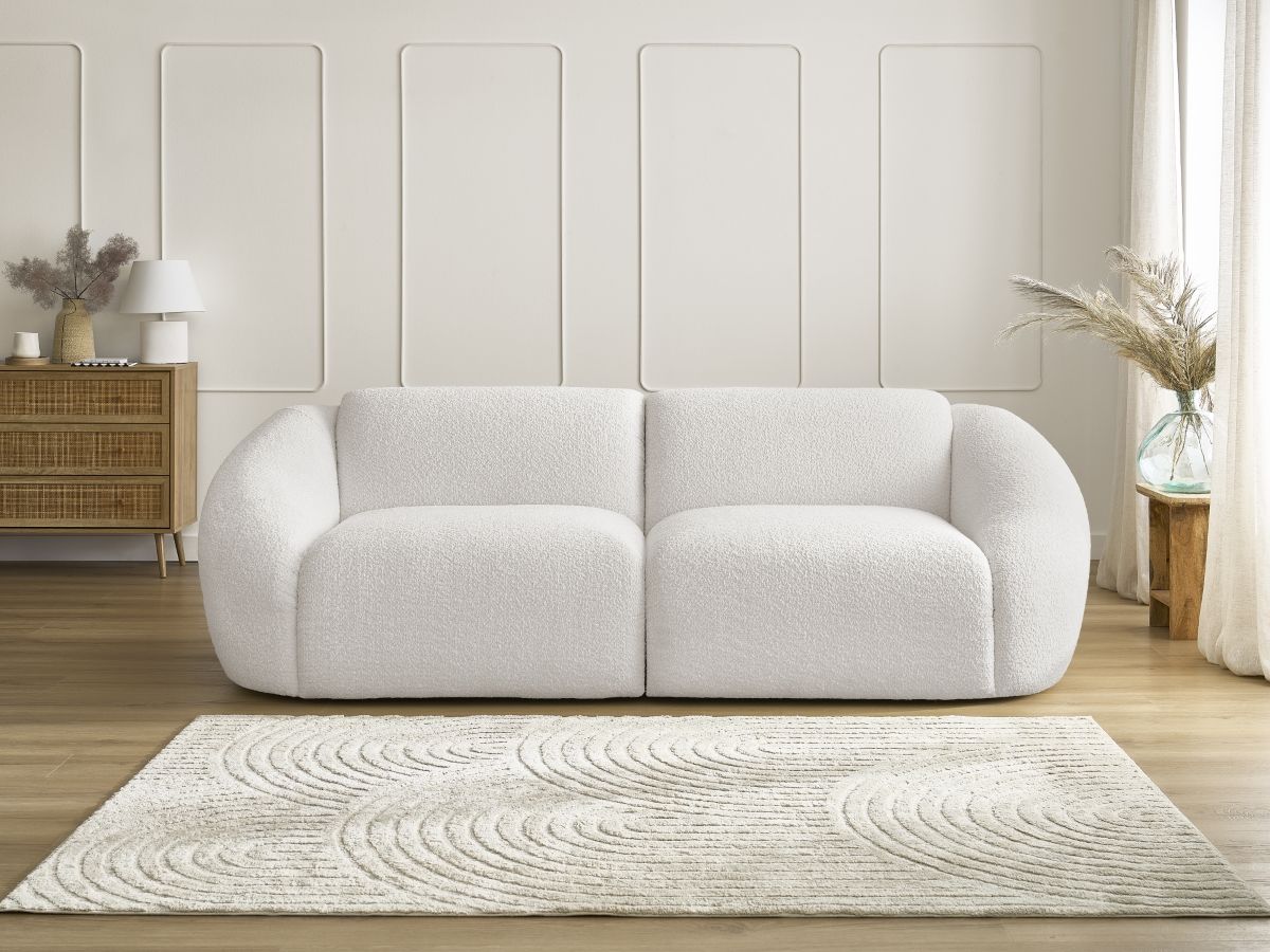 Bobochic Tina Sofa 3-Sitzer Bouclé-Stoff Weiß
