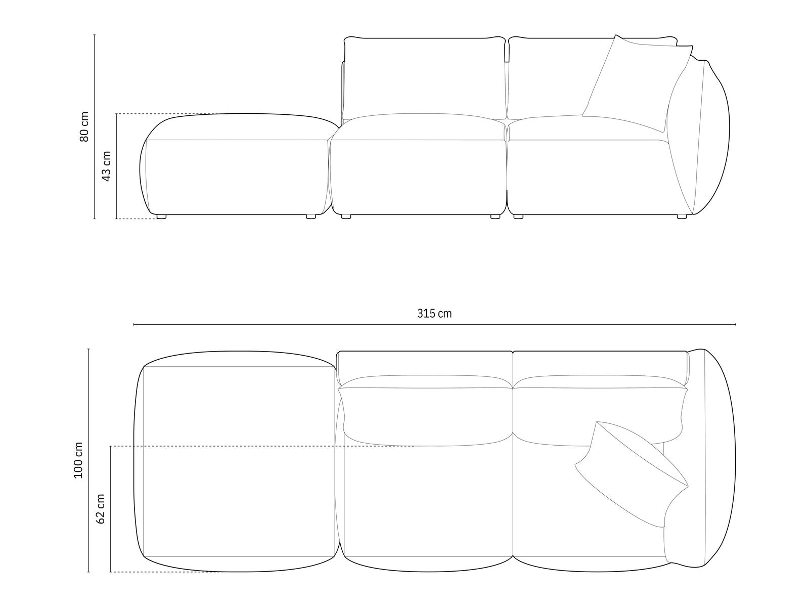 Micadoni Modulares Sofa Chris 3-Sitzer Links Samt Königsblau