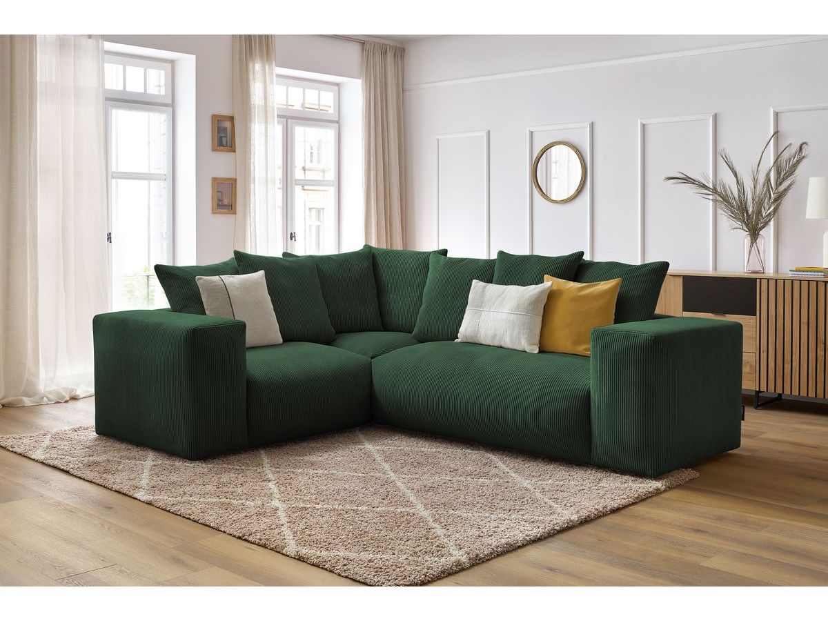 Bobochic Voltaire Ecksofa 268 × 214 cm Cordsamt Grün Ecke links