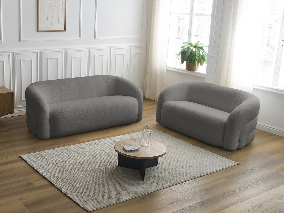 Bobochic Elina Sofa 5-Sitzer Bouclé-Stoff Dunkelgrau