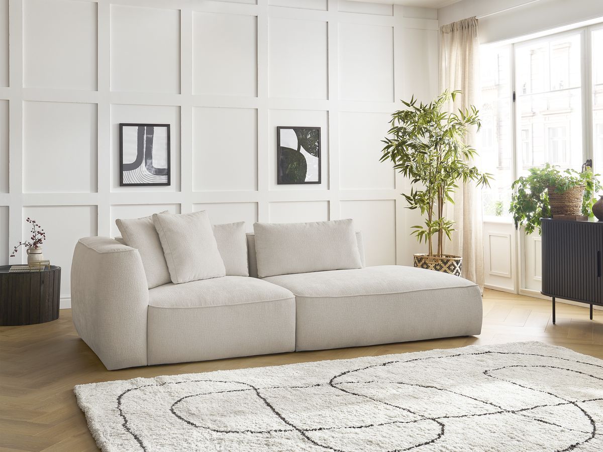 Bobochic Leopold Sofa 3-Sitzer Strukturstoff Beige Armlehne links