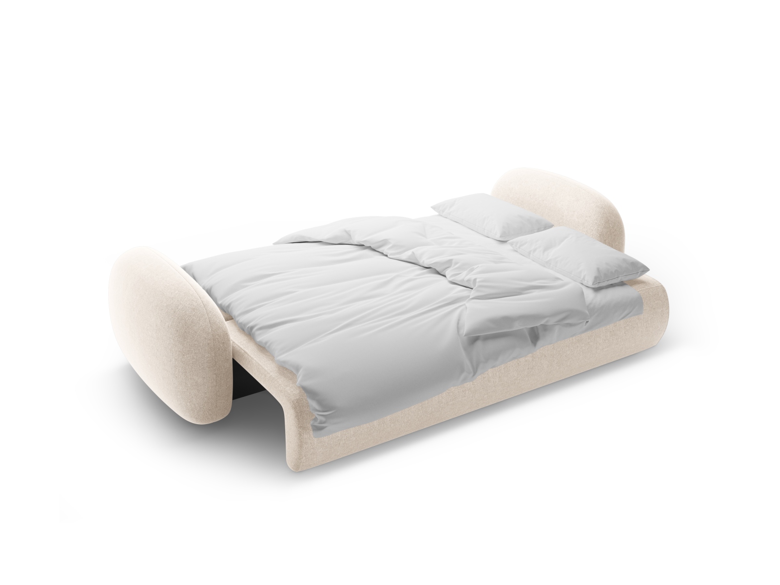 Cosmopolitan Design Schlafsofa Tonale 3-Sitzer mit Bettkasten Chenille Eden Helles Beige