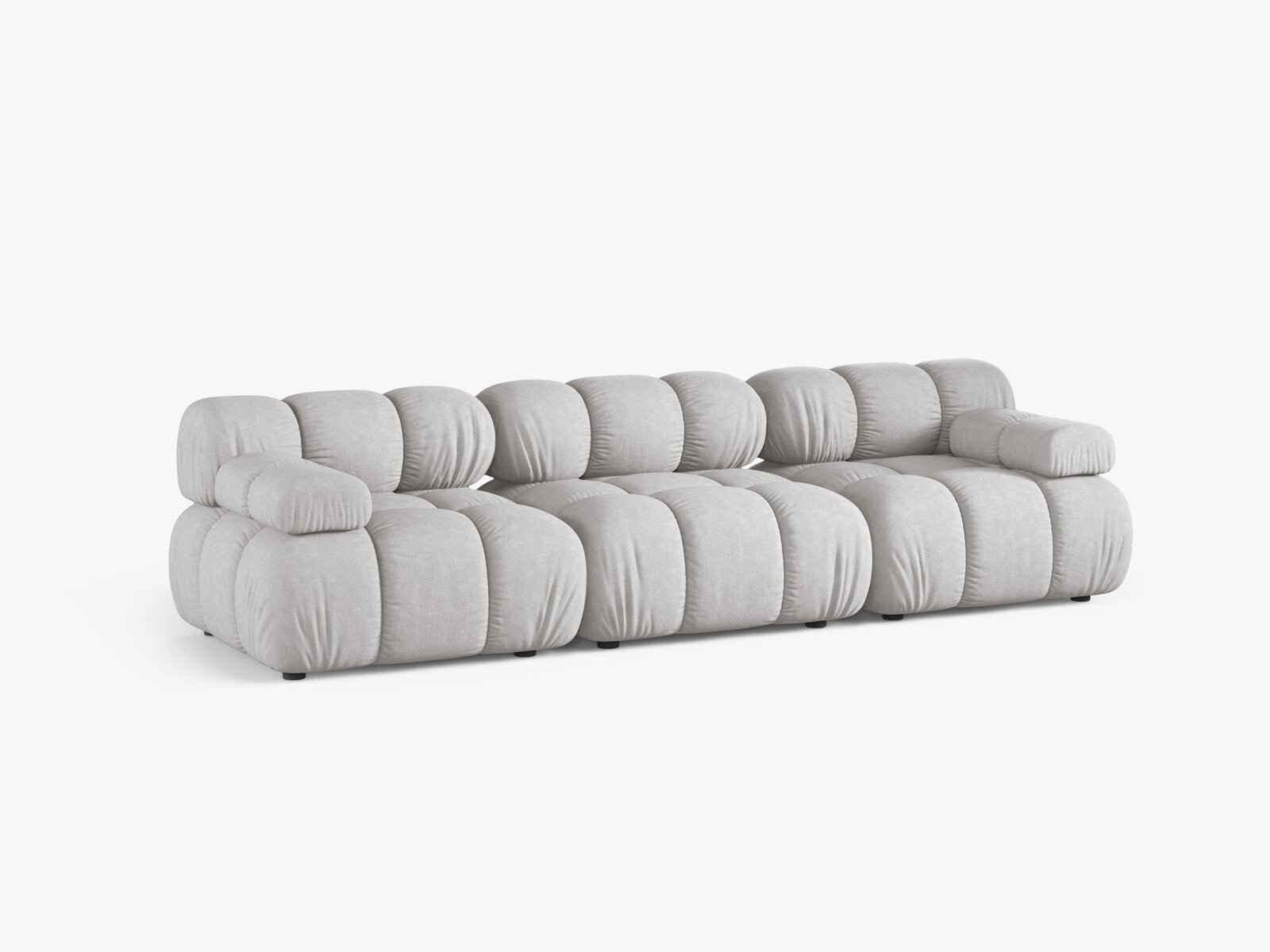 Micadoni Modulares Sofa Bellis 3-Sitzer Strukturierter Stoff Liberty Hellgrau