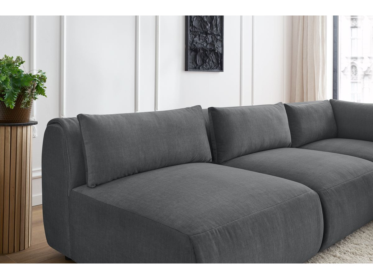 Bobochic Jeanne Ecksofa 299 × 299 cm Samt Dunkelgrau