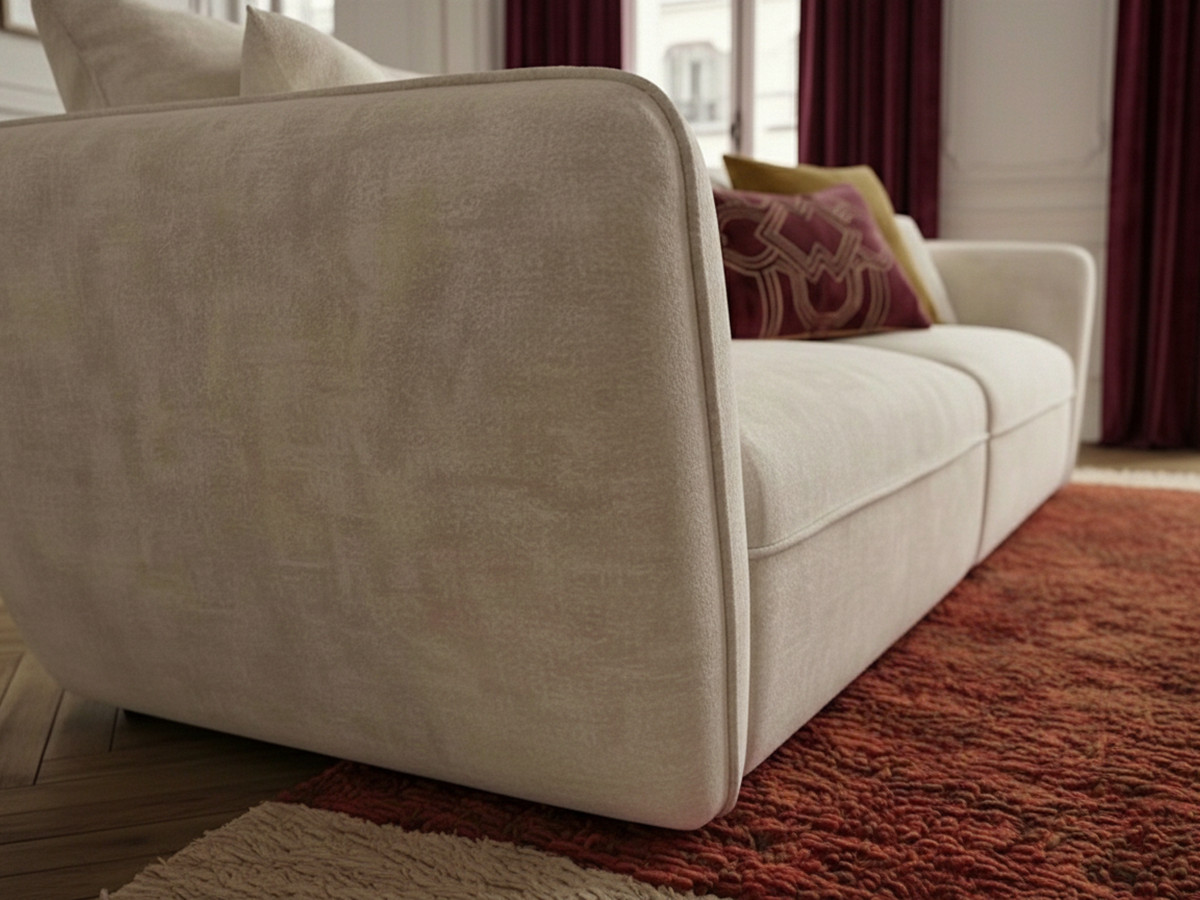 Bobochic Luigi Sofa 3-Sitzer mit Pouf Strukturstoff Weiß