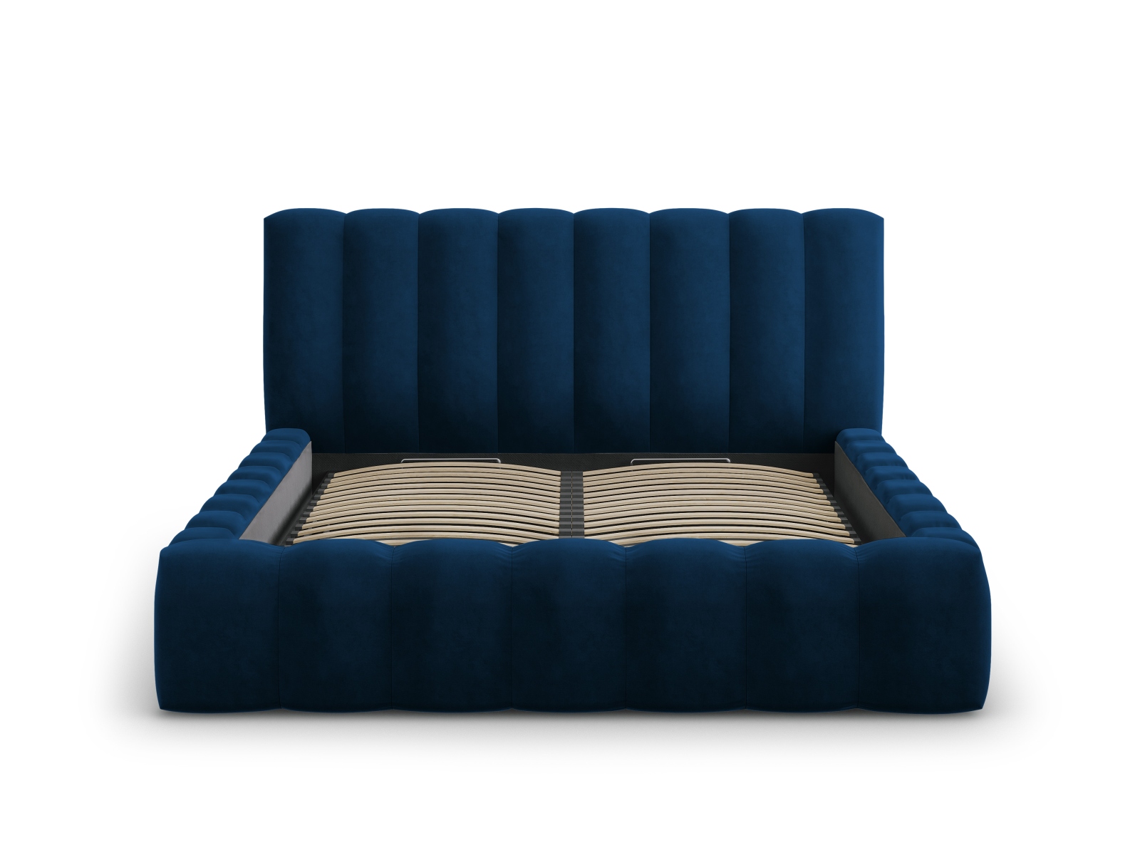 Cosmopolitan Design Stauraumbett mit Kopfteil Palma 200x200 Samt Bluvel Königsblau