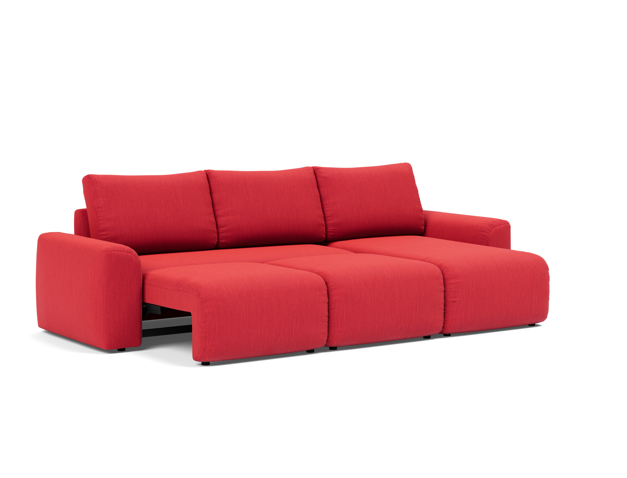 Schlafsofa Norum mit Chaiselongue und Chunky-Armlehnen Flachgewebe Elegance 511-Red