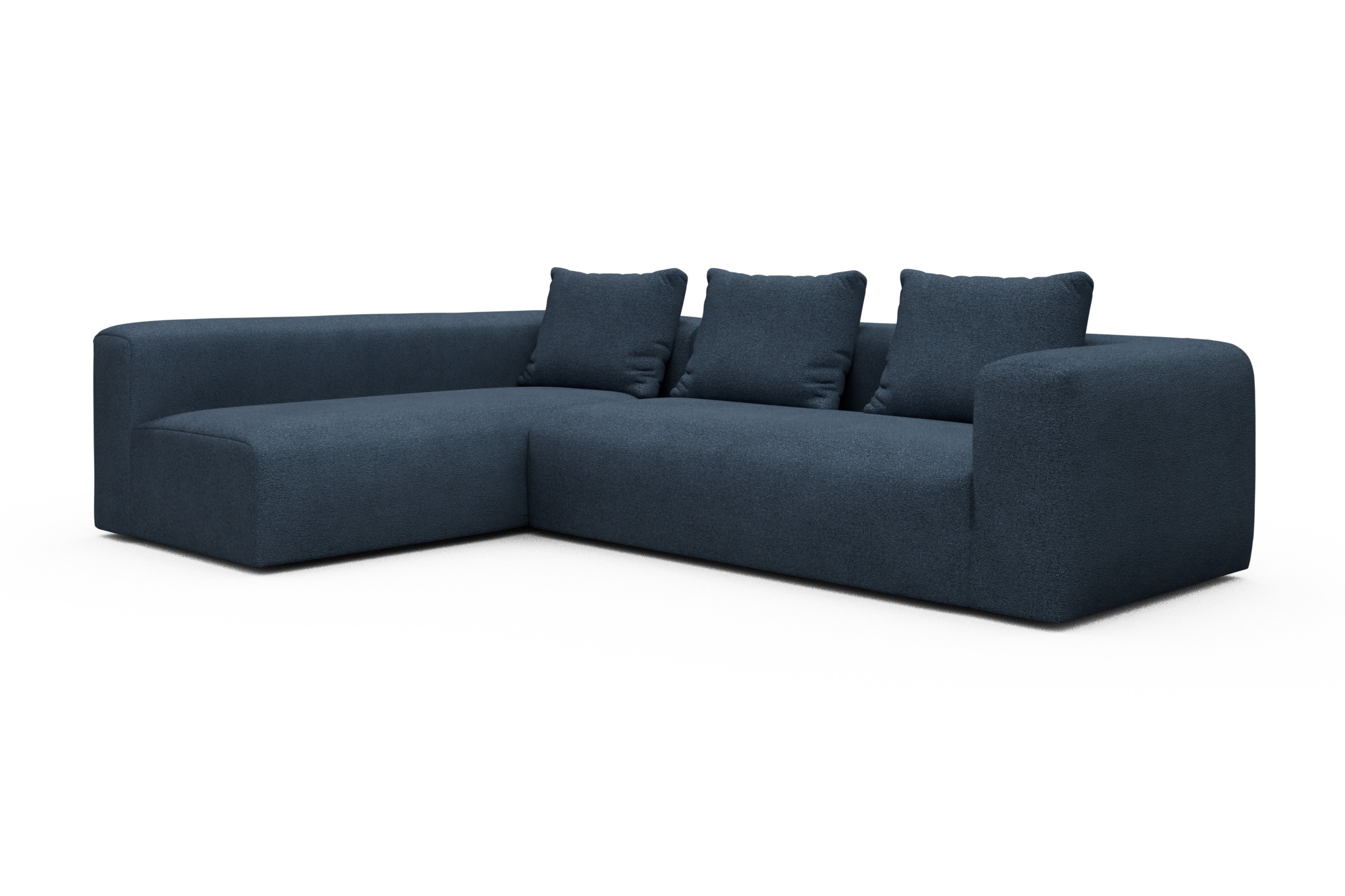 Ecksofa Fred 2x 2,5-Sitzer links offen Boucle-Blue
