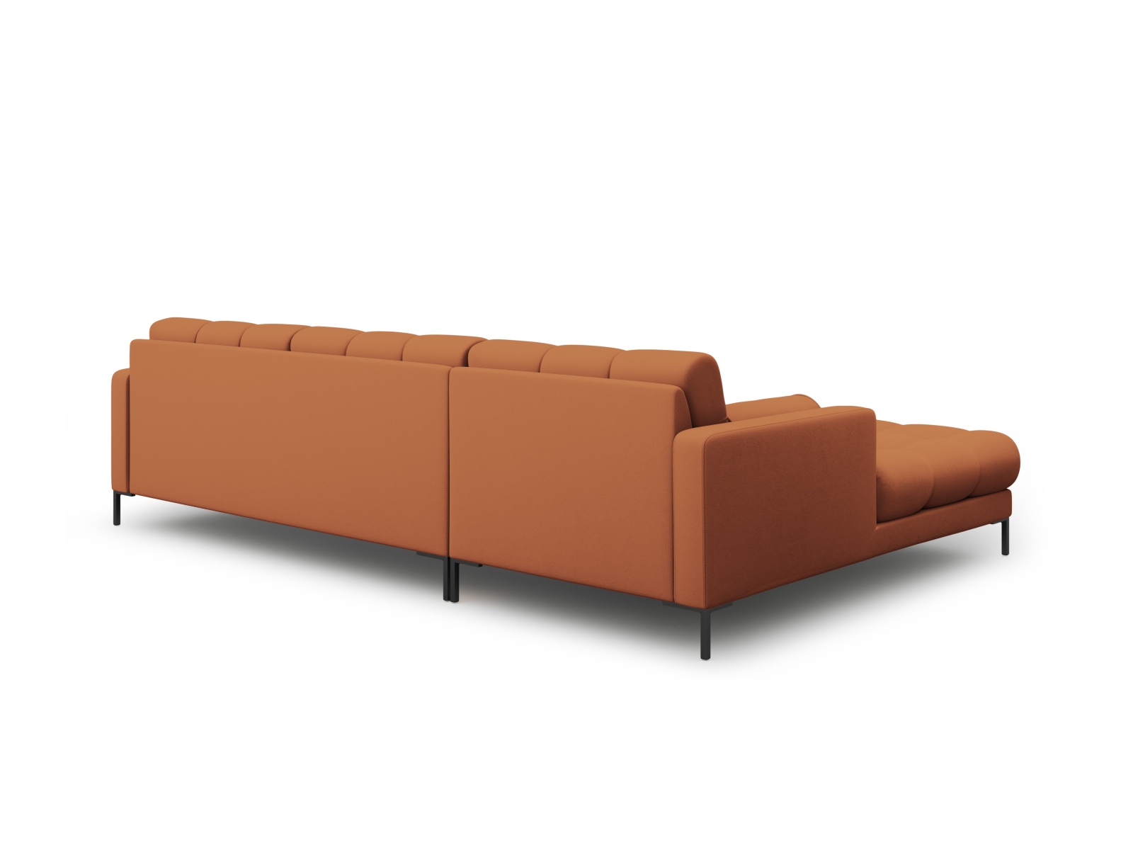 Cosmopolitan Design Ecksofa Bali 5-Sitzer Strukturierter Stoff Neve Ziegel Links Beine Schwarzes Metall