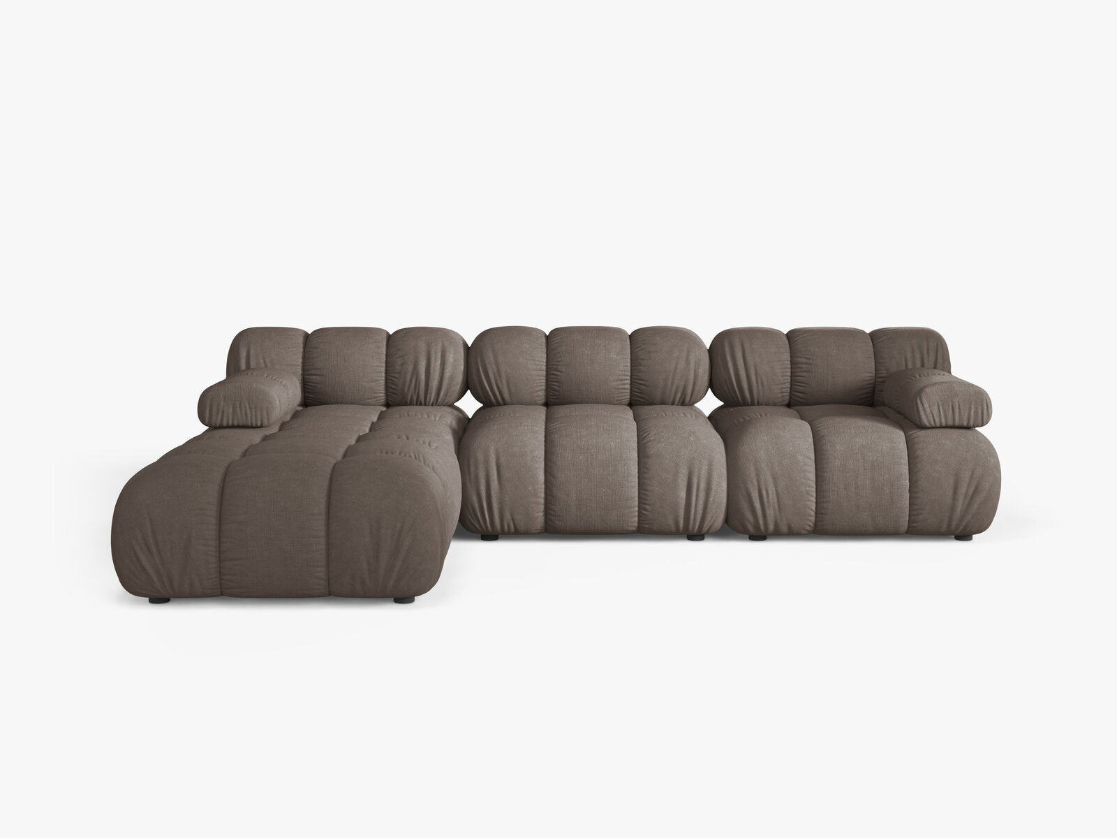 Micadoni Modulares Sofa Bellis 4-Sitzer mit flachem Modul Strukturierter Stoff Liberty Cappuccino