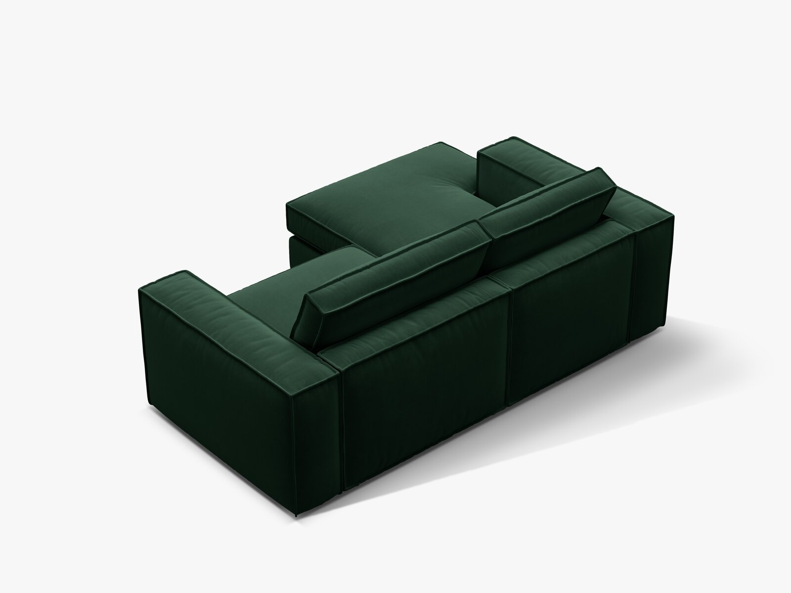 Micadoni modulares Ecksofa Pola 2-Sitzer kleine Version Links Samt Salvador Flaschengrün