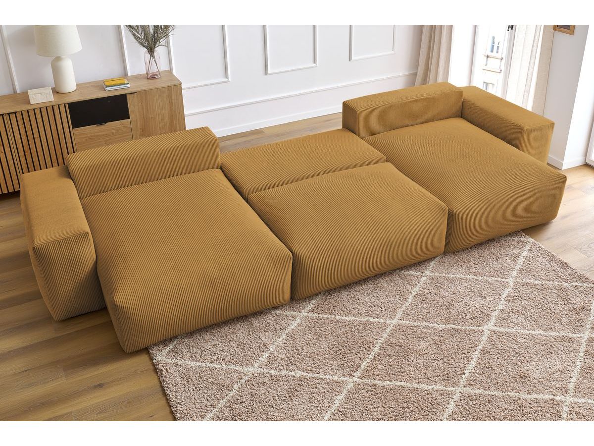 Bobochic Voltaire Wohnlandschaft 420 × 165 cm Cordsamt Gelb