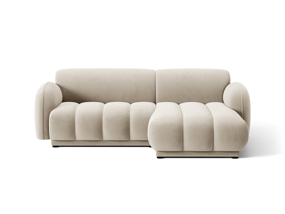 Cosmopolitan Design Ecksofa Bilbao 3-Sitzer kleine Version Samt Casino Helles Beige Rechts