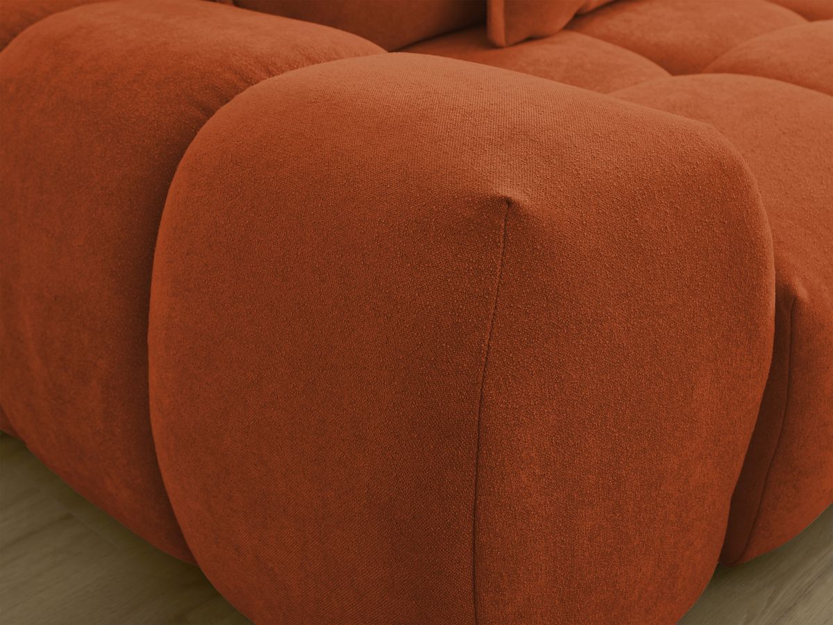 Bobochic Everest Sofa 3-Sitzer mit Pouf, 5 Kissen Strukturstoff Orange