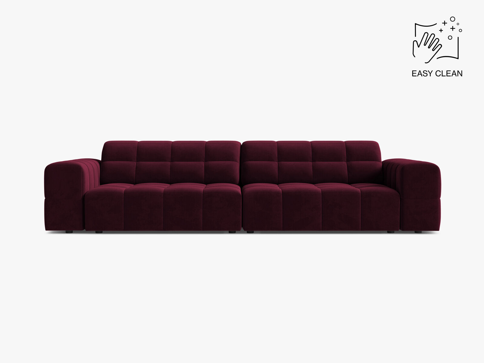 Micadoni Sofa Jennifer 4-Sitzer Samt Venus Burgunder