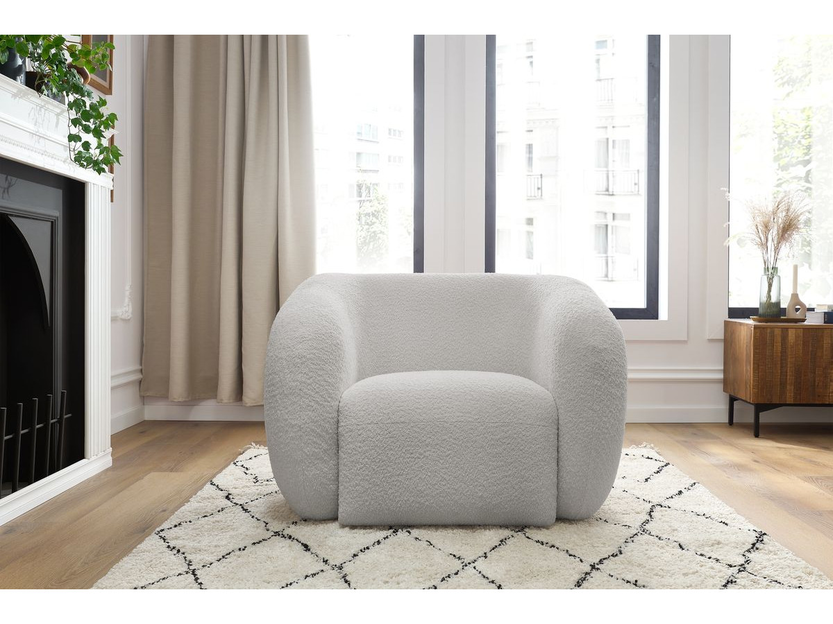 Bobochic Celine Sessel Bouclé-Stoff Hellgrau